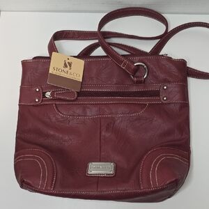 Stone & Co Red Bag with Silver Accents and Versatile Design NWT